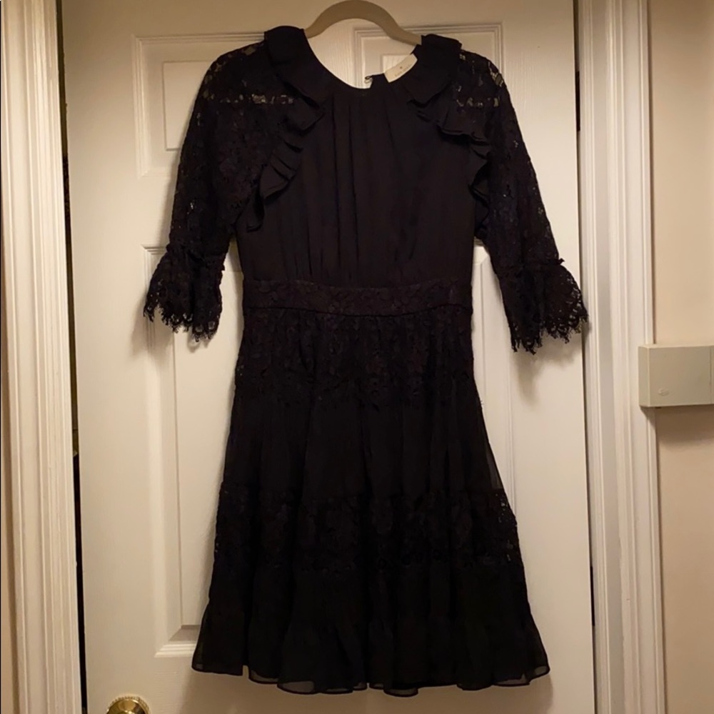Kate spade New York black dress with lace sleeves